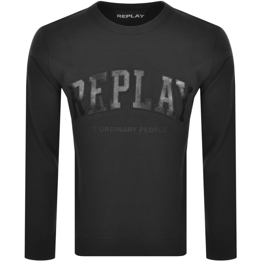 Alternative Image for ProductReplay Crew Neck Logo Sweatshirt Black1
